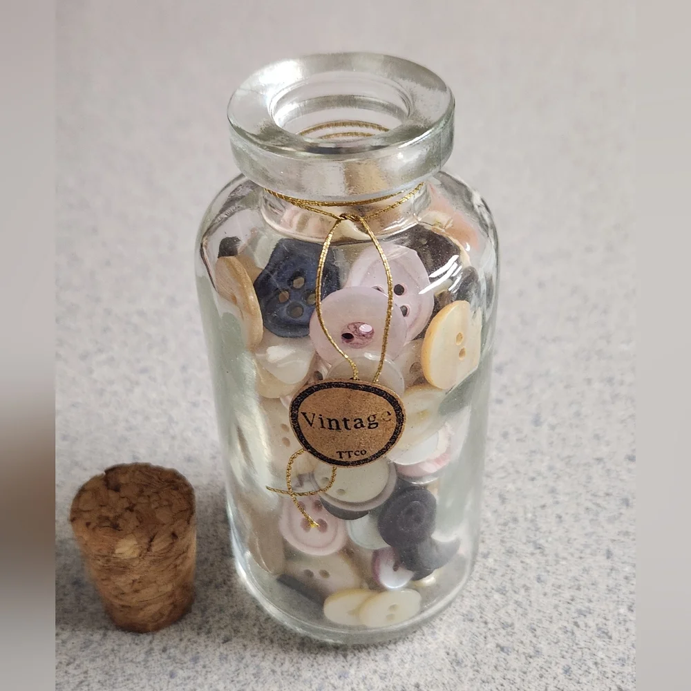 Anthropologie Vintage Druggist Pharmacy Bottle Full of Buttons